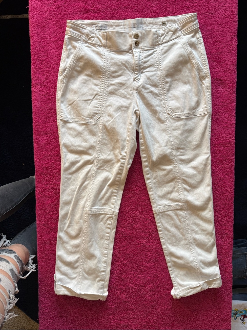 White House Black Market White Cropped Utility Pants